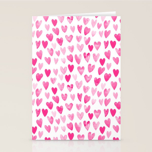 Hearts Pattern watercolor pink heart perfect essential valentines day gift idea for her Stationery Card Gallery Image 1