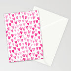 Hearts Pattern watercolor pink heart perfect essential valentines day gift idea for her Stationery Card Gallery Image 2