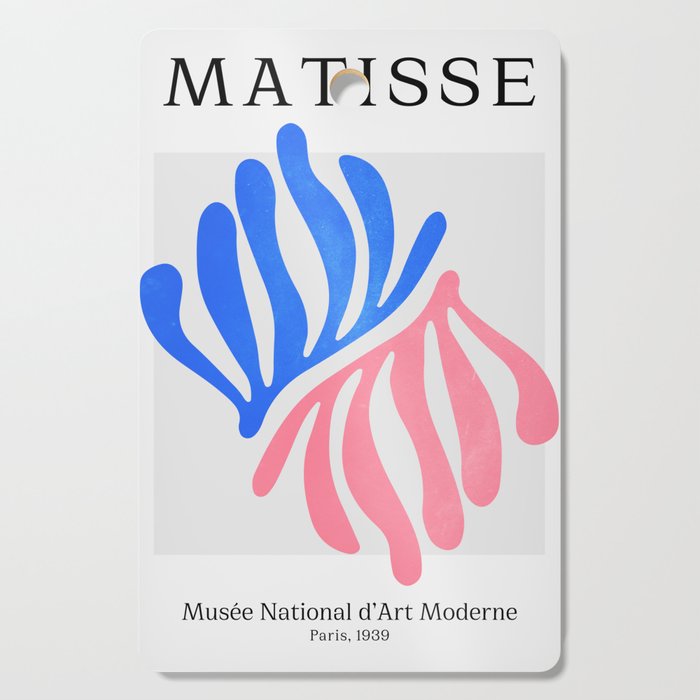 Blue & Pink Leaves: Matisse Series 01 Cutting Board Gallery Image 1