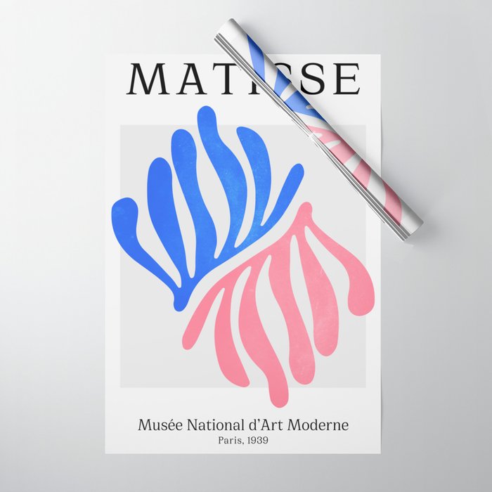 Blue & Pink Leaves: Matisse Series 01 Wrapping Paper Gallery Image 1