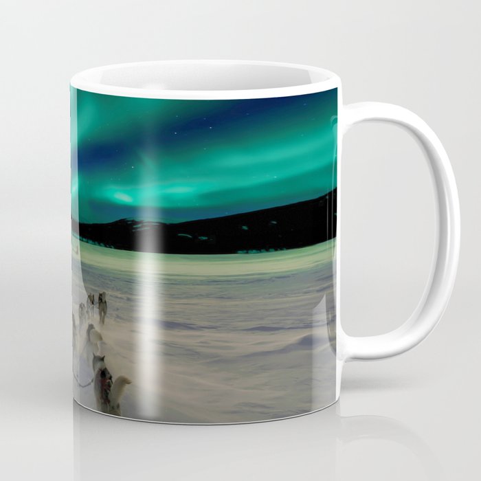 Winter Northern Lights Dog Sled (Color) Coffee Mug Gallery Image 1