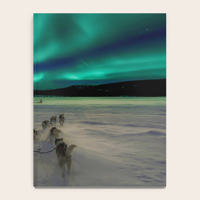 Winter Northern Lights Dog Sled (Color) Notebook Gallery Image 4