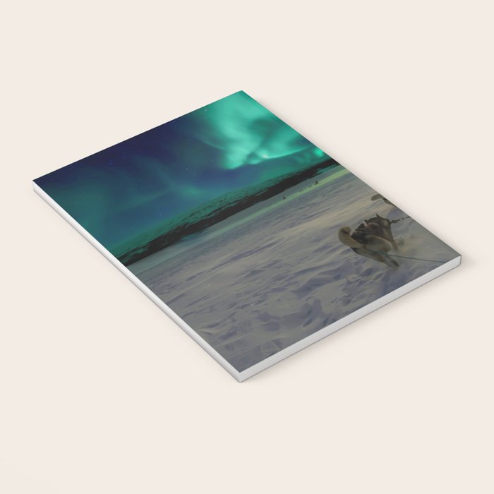 Winter Northern Lights Dog Sled (Color) Notebook Gallery Image 3