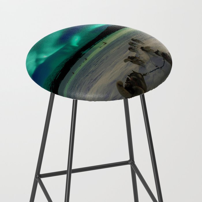 Winter Northern Lights Dog Sled (Color) Stool Gallery Image 2