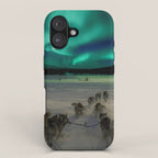 Winter Northern Lights Dog Sled (Color) iPhone Case Gallery Image 1