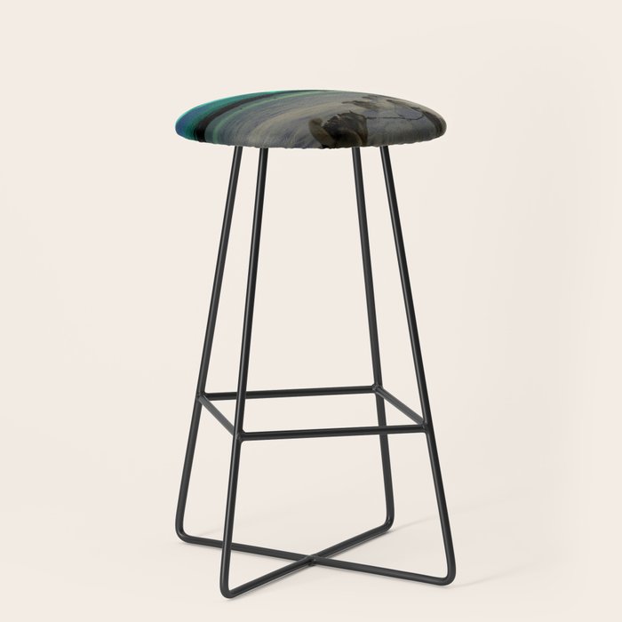 Winter Northern Lights Dog Sled (Color) Stool Gallery Image 1