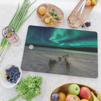 Winter Northern Lights Dog Sled (Color) Cutting Board Gallery Image 2