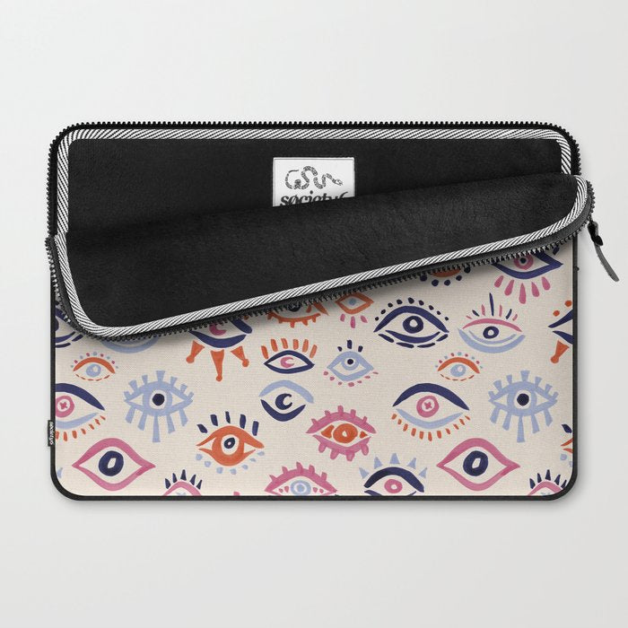 Mystic Eyes - Coral & Navy Laptop Sleeve Gallery Image 2