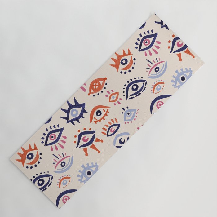 Mystic Eyes - Coral & Navy Yoga Mat Gallery Image 1