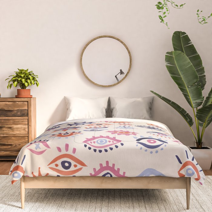 Mystic Eyes - Coral & Navy Comforter Gallery Image 3