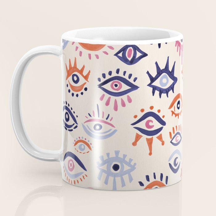 Mystic Eyes - Coral & Navy Coffee Mug Gallery Image 3