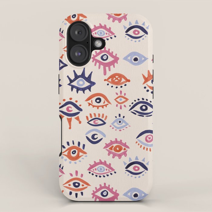Mystic Eyes - Coral & Navy iPhone Case Gallery Image 1