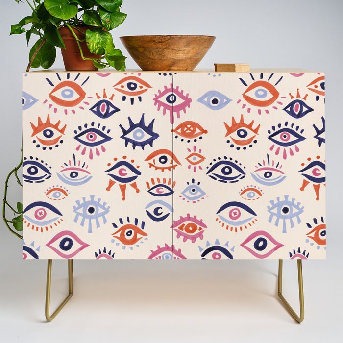 Mystic Eyes - Coral & Navy Credenza Gallery Image 1