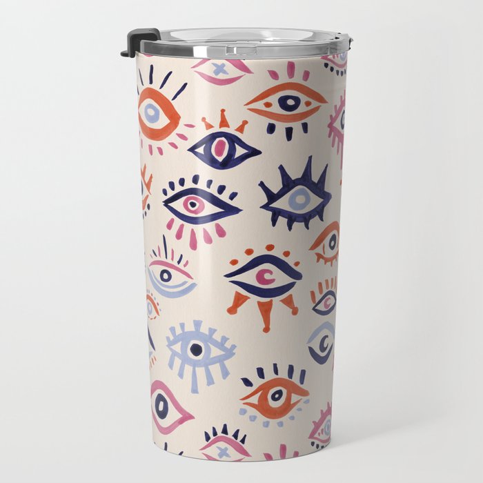 Mystic Eyes - Coral & Navy Travel Mug Gallery Image 3