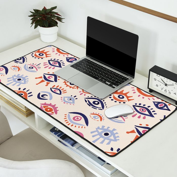 Mystic Eyes - Coral & Navy Desk Mat Gallery Image 2