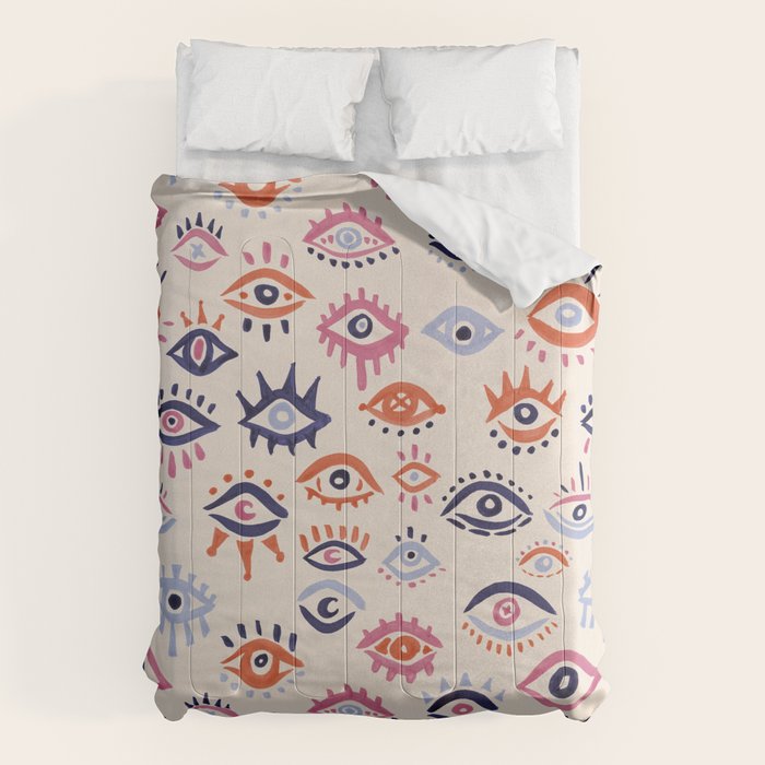 Mystic Eyes - Coral & Navy Comforter Gallery Image 1