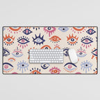 Mystic Eyes - Coral & Navy Desk Mat Gallery Image 1