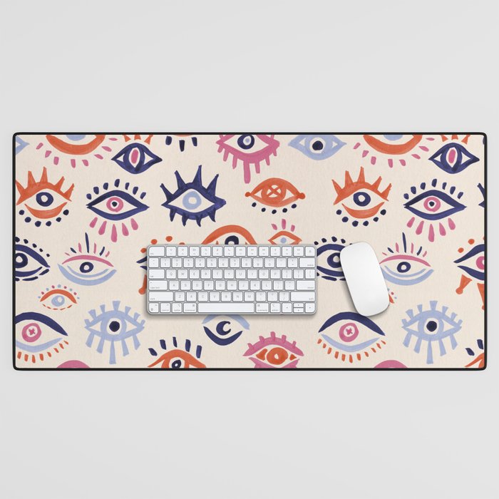 Mystic Eyes - Coral & Navy Desk Mat Gallery Image 1