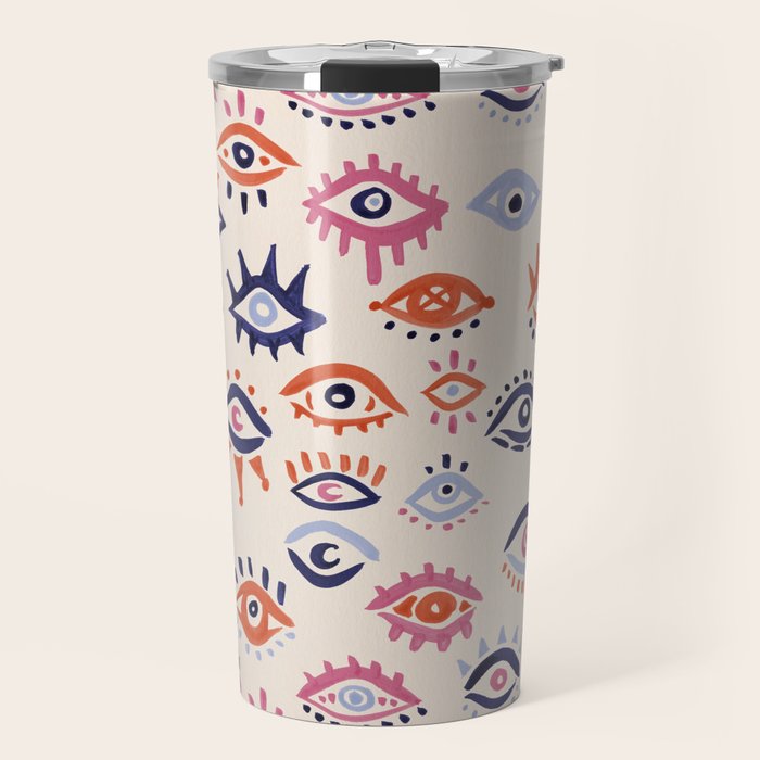 Mystic Eyes - Coral & Navy Travel Mug Gallery Image 1