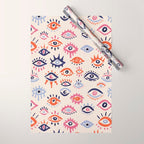 Mystic Eyes - Coral & Navy Wrapping Paper Gallery Image 1