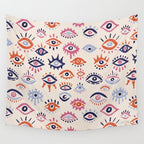 Mystic Eyes - Coral & Navy Wall Tapestry Gallery Image 4