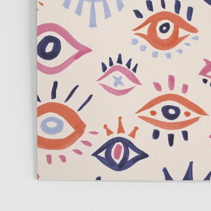 Mystic Eyes - Coral & Navy Poster Gallery Image 3