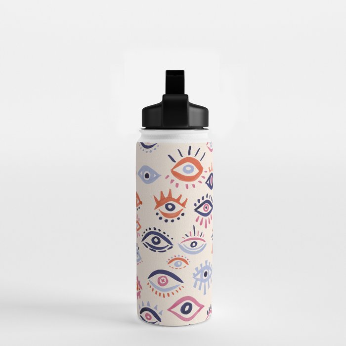 Mystic Eyes - Coral & Navy Water Bottle Gallery Image 2