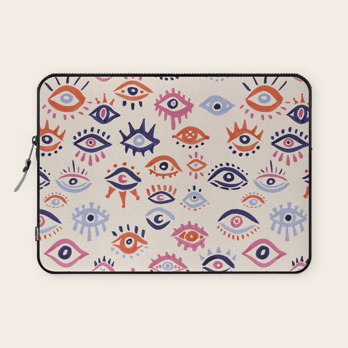 Mystic Eyes - Coral & Navy Laptop Sleeve Gallery Image 1