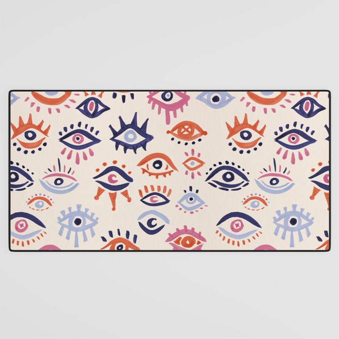 Mystic Eyes - Coral & Navy Desk Mat Gallery Image 3