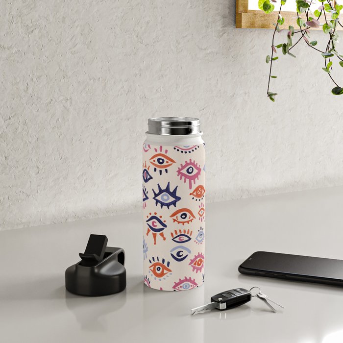 Mystic Eyes - Coral & Navy Water Bottle Gallery Image 4