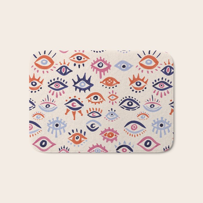Mystic Eyes - Coral & Navy Bath Mat Gallery Image 1