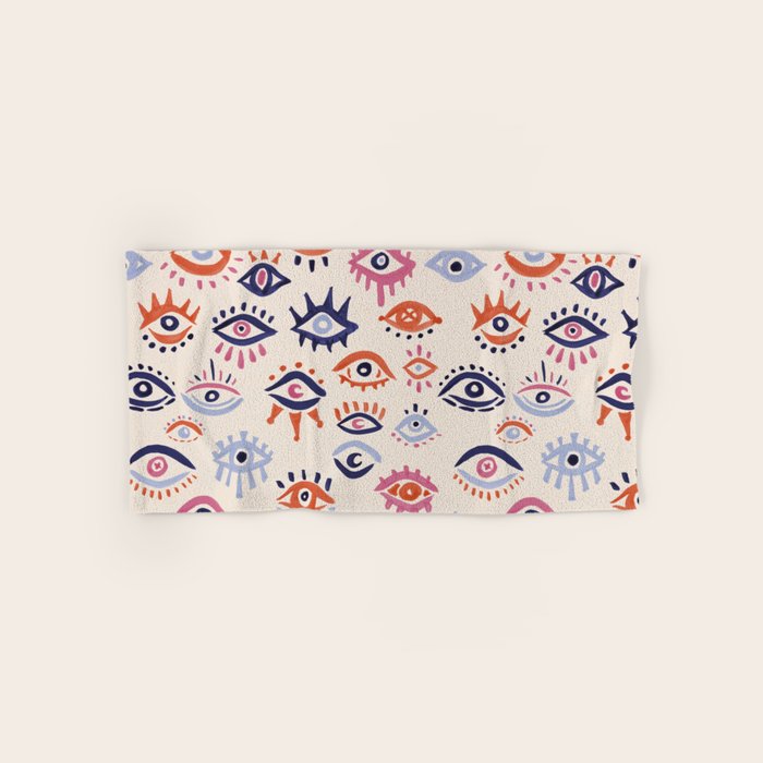Mystic Eyes - Coral & Navy Bath Towel Gallery Image 1
