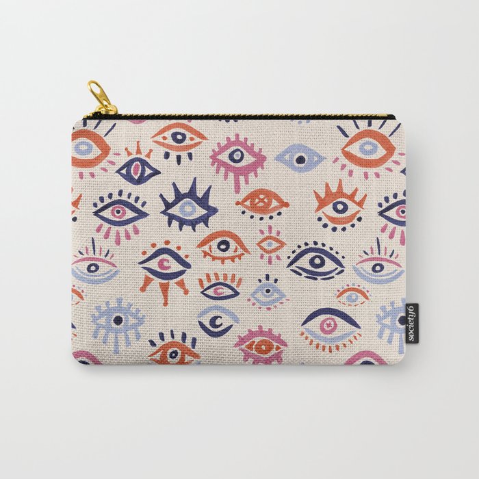 Mystic Eyes - Coral & Navy Carry All Pouch Gallery Image 1