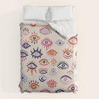 Mystic Eyes - Coral & Navy Duvet Cover Gallery Image 6