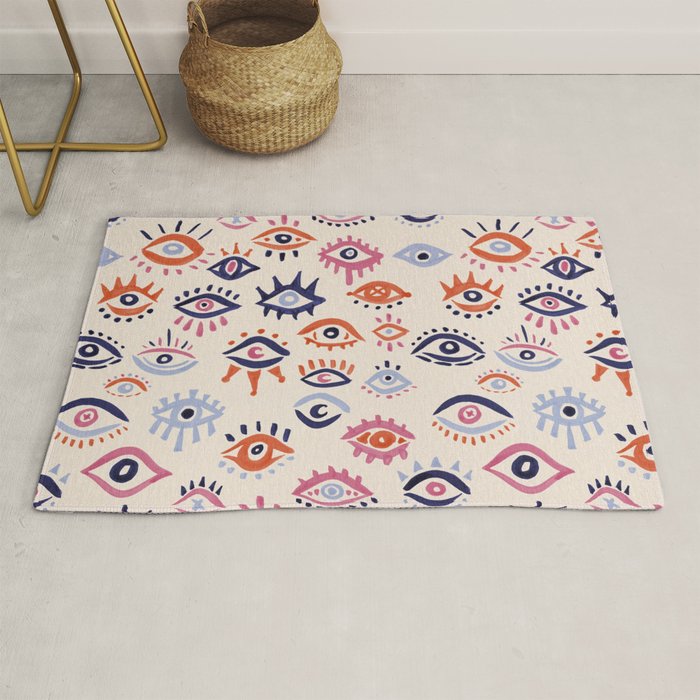 Mystic Eyes - Coral & Navy Rug Gallery Image 1
