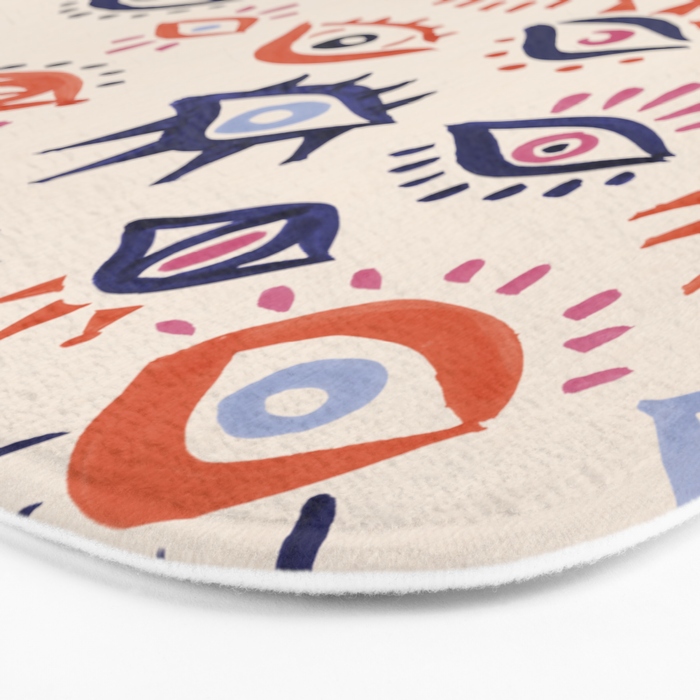 Mystic Eyes - Coral & Navy Bath Mat Gallery Image 3