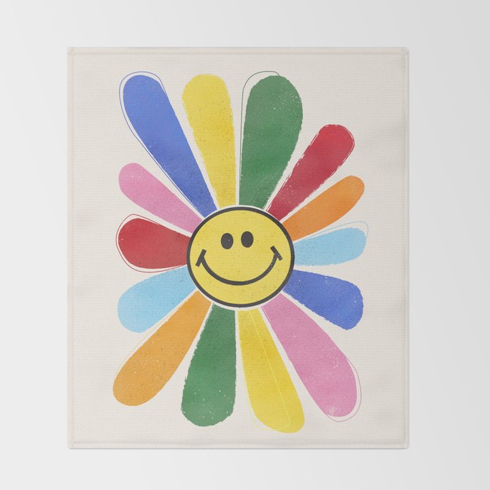 Smiley Hippie Daisy Throw Blanket Gallery Image 2