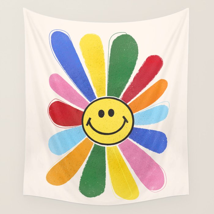 Smiley Hippie Daisy Wall Tapestry Gallery Image 4