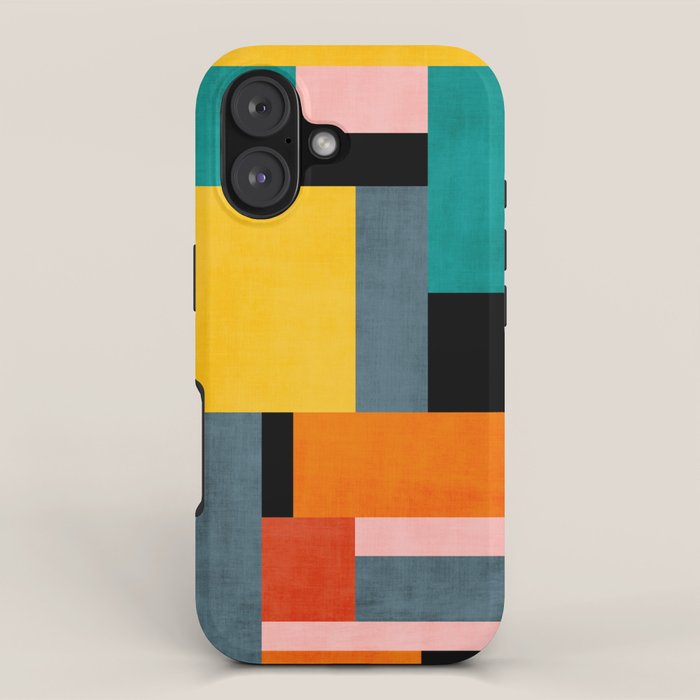 Modern Colorful Patchwork Vibrant MCM ART iPhone Case Gallery Image 1