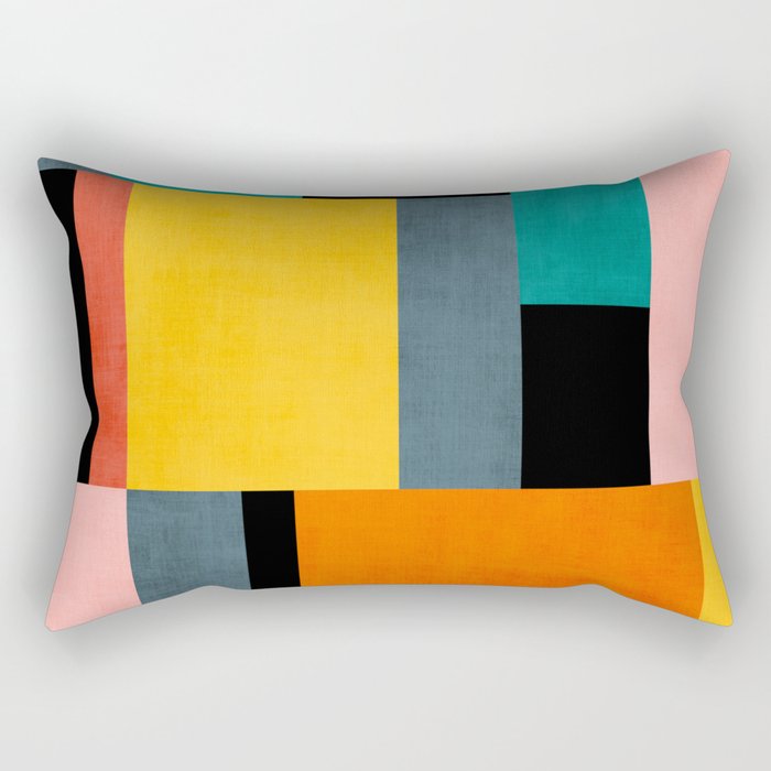 Modern Colorful Patchwork Vibrant MCM ART Rectangular Pillow Gallery Image 1
