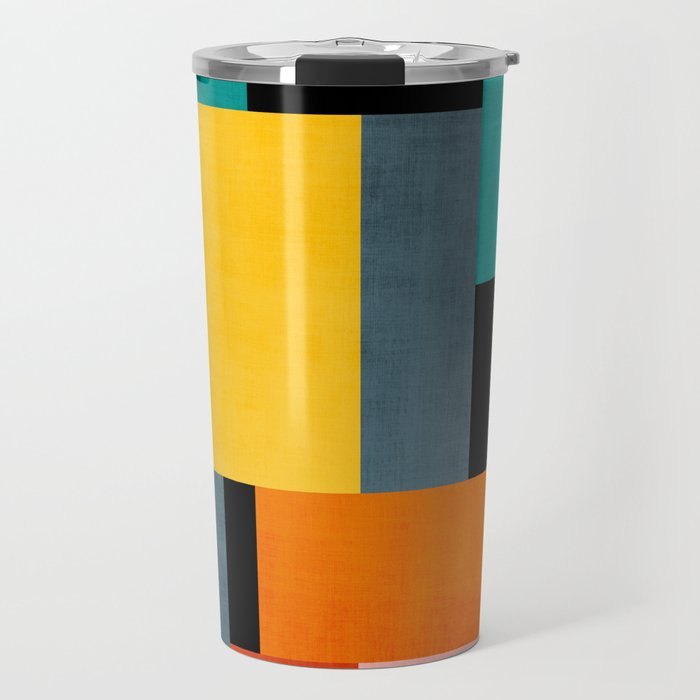 Modern Colorful Patchwork Vibrant MCM ART Travel Mug Gallery Image 1