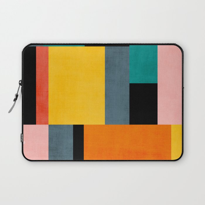 Modern Colorful Patchwork Vibrant MCM ART Laptop Sleeve Gallery Image 1