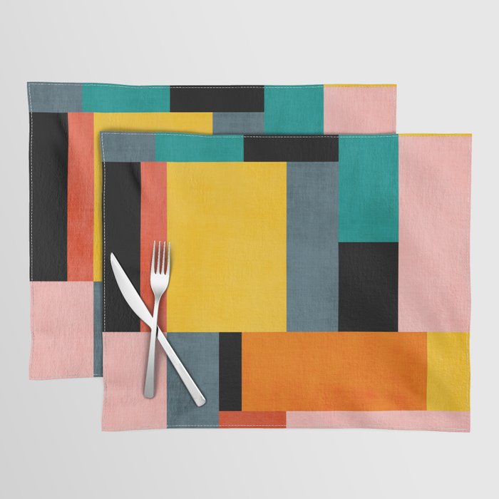 Modern Colorful Patchwork Vibrant MCM ART Placemat Gallery Image 1
