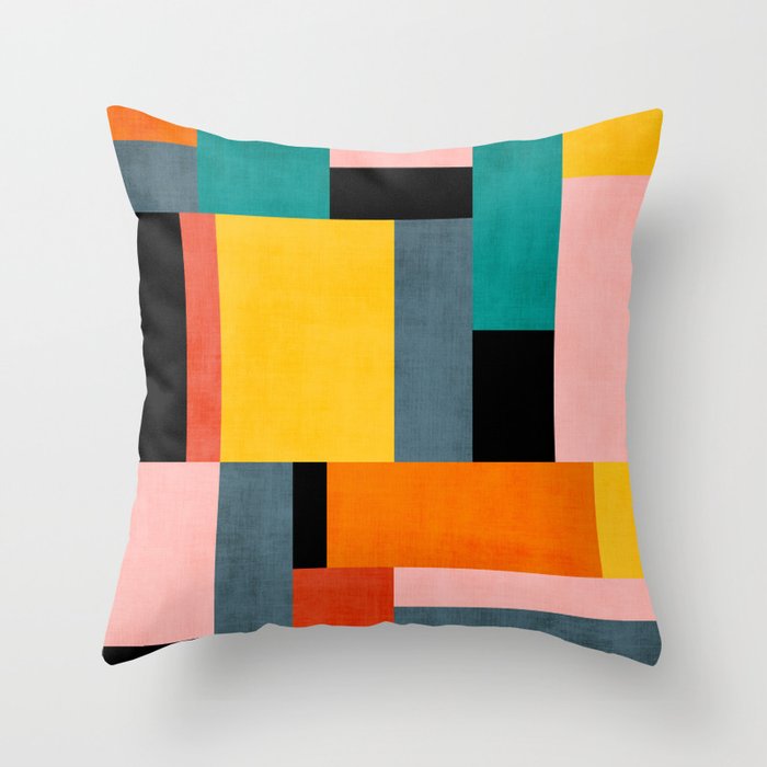 Modern Colorful Patchwork Vibrant MCM ART Throw Pillow Gallery Image 6