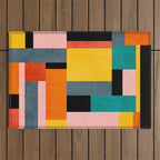 Modern Colorful Patchwork Vibrant MCM ART Outdoor Rug Gallery Image 1