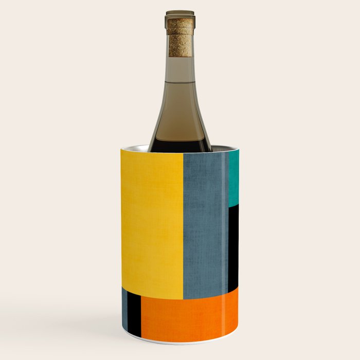 Modern Colorful Patchwork Vibrant MCM ART Wine Chiller Gallery Image 1