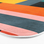 Modern Colorful Patchwork Vibrant MCM ART Bath Mat Gallery Image 3