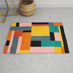 Modern Colorful Patchwork Vibrant MCM ART Rug Gallery Image 1