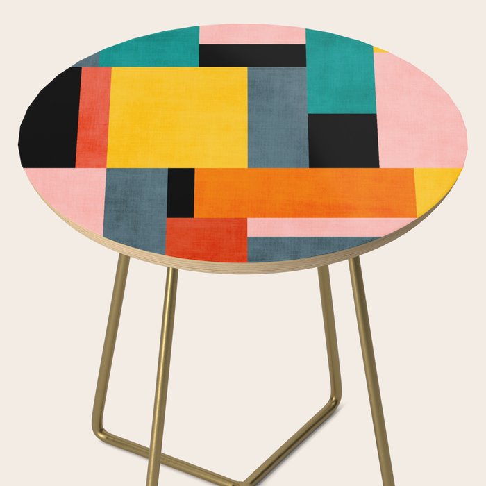 Modern Colorful Patchwork Vibrant MCM ART Side Table Gallery Image 2