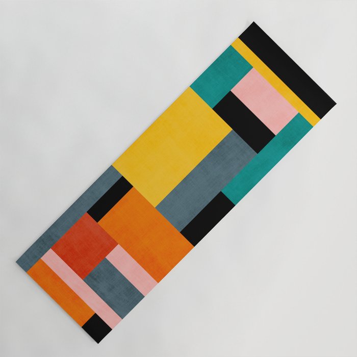 Modern Colorful Patchwork Vibrant MCM ART Yoga Mat Gallery Image 1